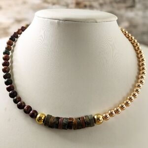 Natural Red Creek Jasper Earth Colors In Assymetrical  Choker/Necklace